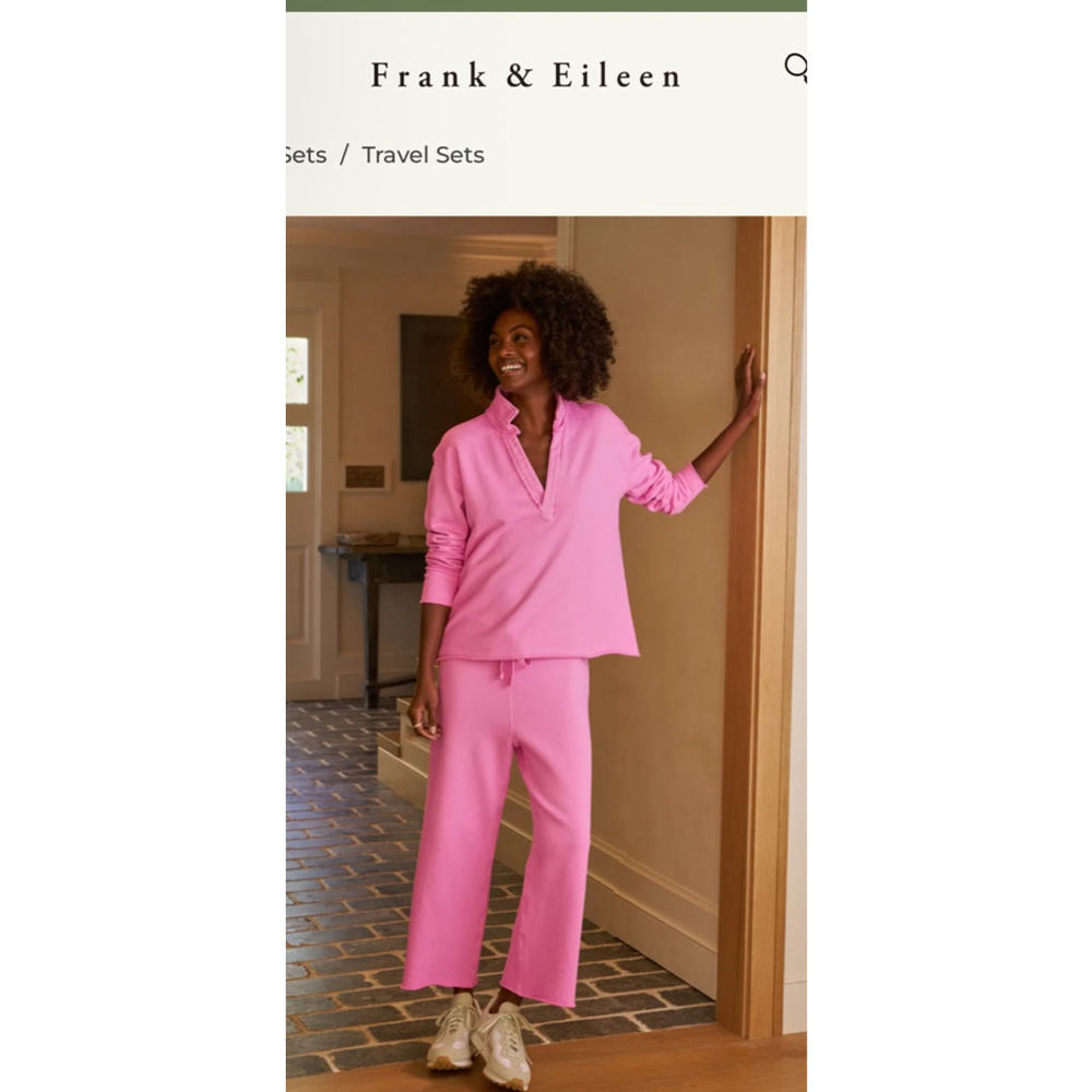 New Frank & Eileen Pink Lemonade Catherine Cropped Sweatpants Triple Fleece S